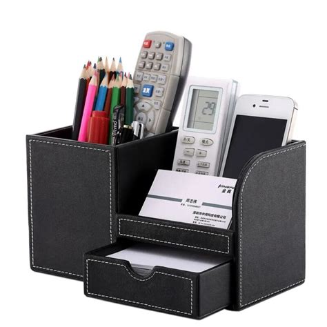 Pu Multi Function Desk Stationery Organizer Set Pen Holder With