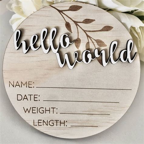 Hello World Birth Announcement Disc Miracle Beginnings