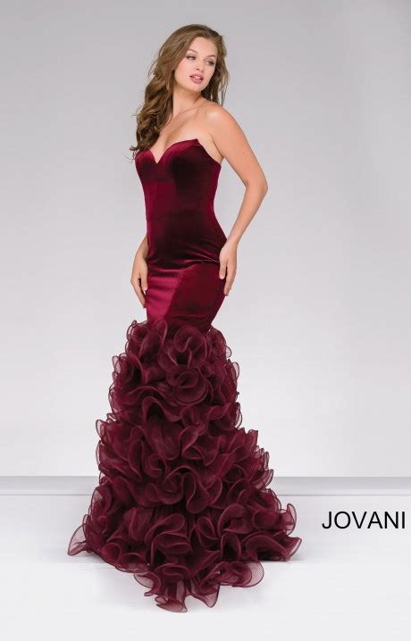 Jovani 46609 Strapless Velvet Mermaid Organza Dress Prom Dress
