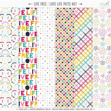 Miss Tiina Patterned Papers Live Free Love Life Patts No7 Cu