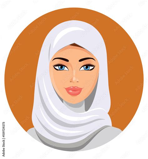 Beautiful Muslim Woman In White Hijab Vector Illustration Stock Vector