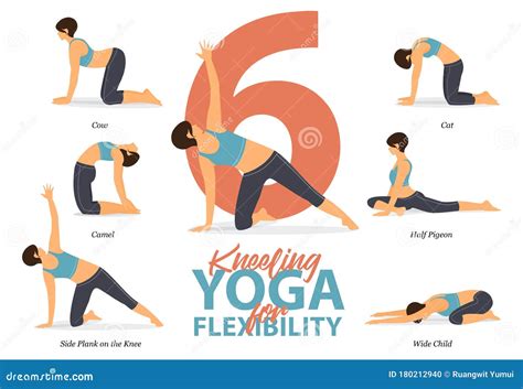 Infographic Of 6 Kneeling Yoga Poses For Easy Yoga At Home In Concept