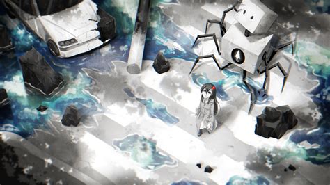 Wallpaper Anime Robot Space Blue Ice World Machine Nightcore