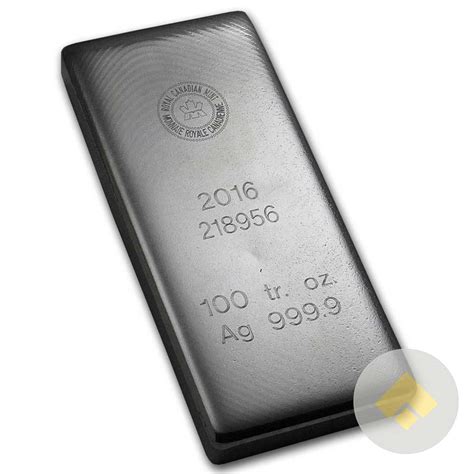 100 Oz Royal Canadian Mint Silver Bar 9999