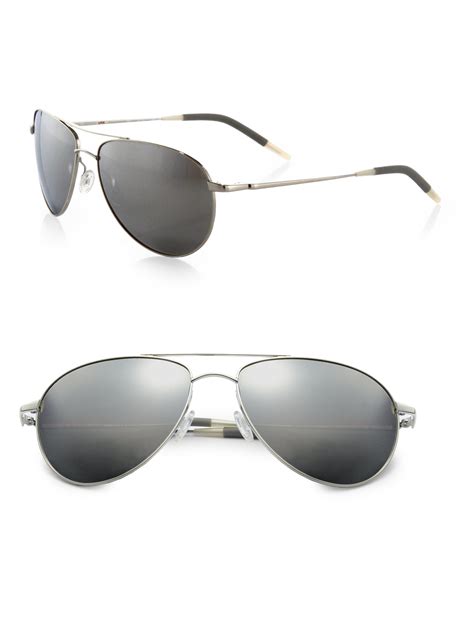 Oliver Peoples Benedict Aviator Sunglasses In Black For Men Silver Lyst