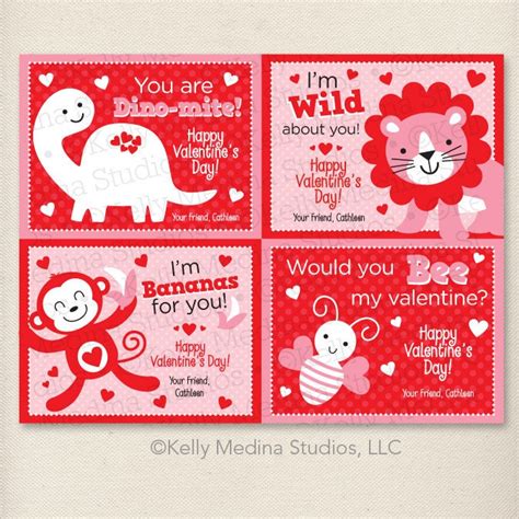 Custom Printable Valentines Day Cards Diy By Kellymedinastudios