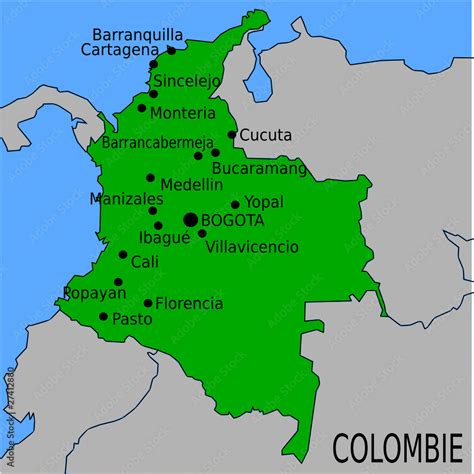 Carte Des Villes Principales De Colombie Stock Vector Adobe Stock