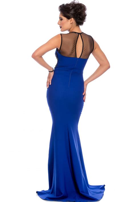 Women Elegant Sleeveless Long Navy Blue Prom Dresses Online Store For