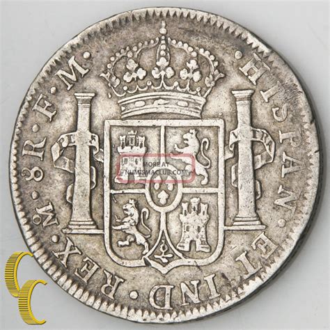 1796 Mo Fm Mexico 8 Reales Silver Coin In Very Fine Km 109
