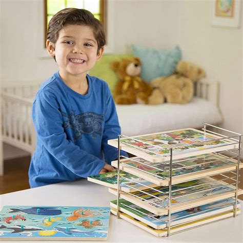 Melissa And Doug Puzzle Storage Rack Wire Rack Holds 12 Puzzles Kidshopia