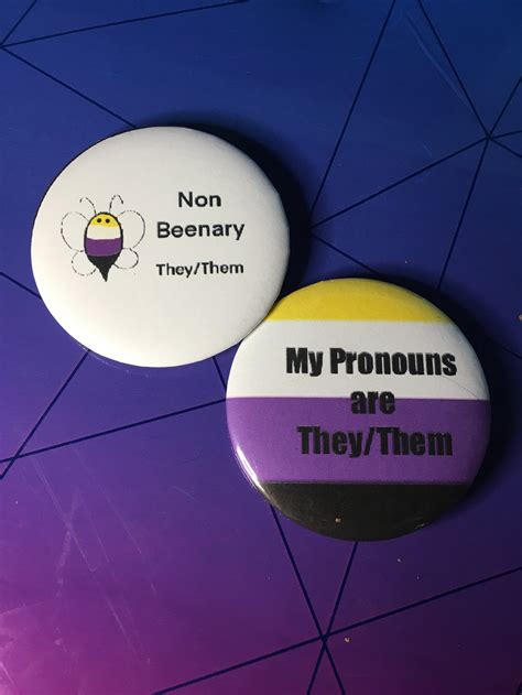 Non Binary Pronoun Pins Pack Of 2 Etsy