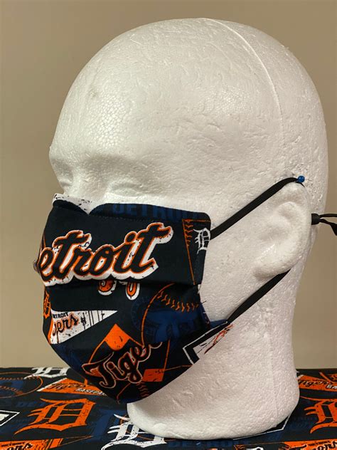 Detroit Tigers Face Mask With Nose Wire Elastic With Etsy