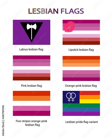 different lesbian flags used in gay pride celebrations evolution of the lesbian flag vectors