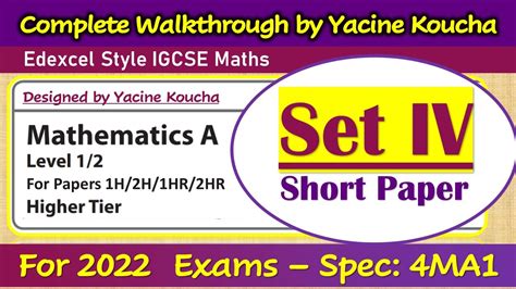 Edexcel Igcse Maths A Set Iv Mock Exam Paper For Complete