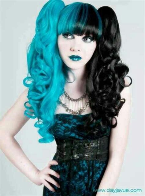 Half And Half Hair Gorgeous Girl Blue Hair Alternative Scene