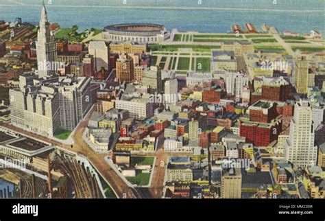 Aerial View Of Downtown Cleveland 1945 Stock Photo Alamy