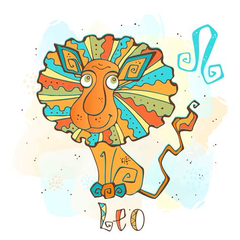 Childrens Horoscope Icon Zodiac For Kids Leo Sign Vector