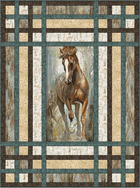 Plaid And A Panel Quilt Kit Spirited Horses 6573944429564