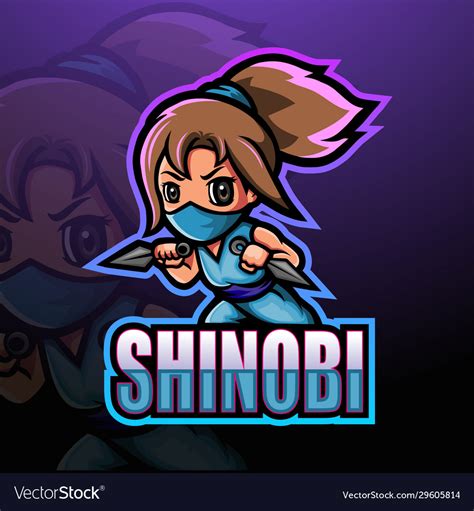 Shinobi Girl Esport Mascot Logo Design Royalty Free Vector