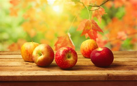 Autumn Harvest Red Apples On Table Delicious Fruit Wallpaper Other