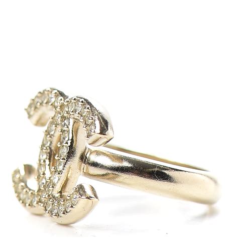 Chanel Crystal Cc Ring 45 Gold 715790 Fashionphile
