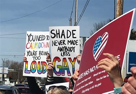 Appleton Lgbtq Community Allies Protest Sign With Homophobic Slur