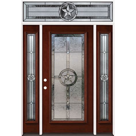 Texas Star Full Lite Mahogany Prehung Wood Door Unit With Transom 90