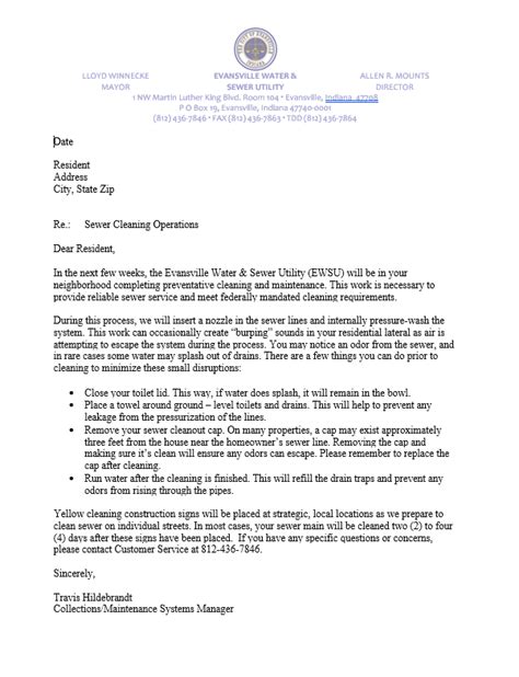Pressure Washing Letter To Residents Letter Opd