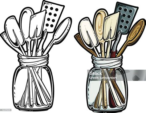 Kitchen Utensils Stock Illustration Download Image Now Wooden Spoon