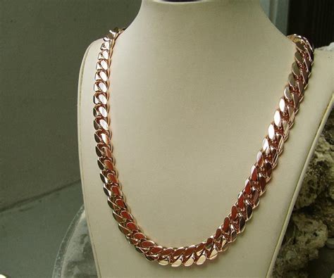 Solid 14k Rose Gold Mens Cuban Curb Link Chain Necklace 24 Heavy 280