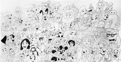 Drawings Disney Characters Collage