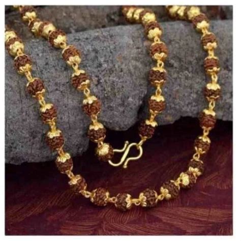 Brass Brown Shree Exim Gold Plated Rudraksha Mala Chain 24 Inches For