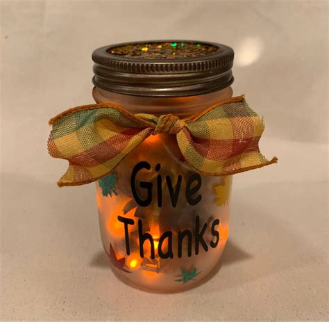 Thanksgiving Mason Jar Give Thanks Mason Jar Thanksgiving Etsy
