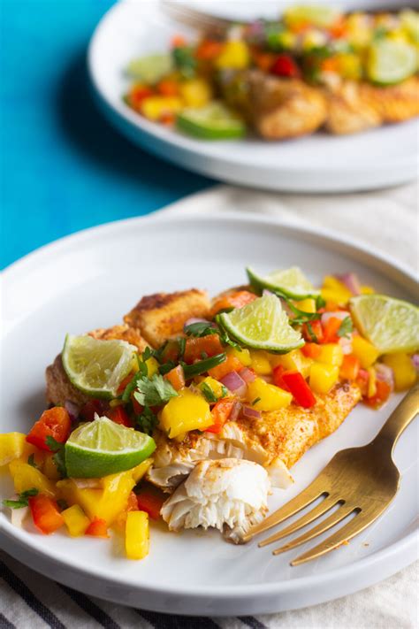Grilled Halibut With Spicy Mango Salsa Unicorns In The Kitchen
