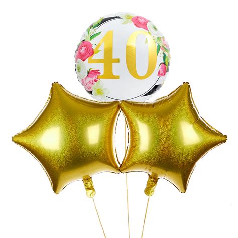 Buy Floral 40th Birthday Balloon Bouquet Delivered Inflated For Gbp