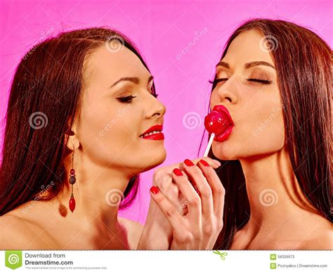Lesbian Women Kissing In Erotic Foreplay Game Stock Image Image Of