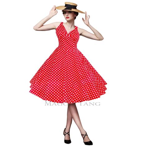 2015 New Fashion Women Maggie Tang 50s 60s Swing Polka Dot Dress Pinup Vintage Rockabilly Retro
