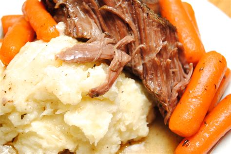 The rule of thumb is 20 minutes per pound. Pot Roast with Mashed Potatoes and Cornbread | Biscuits 'n Crazy