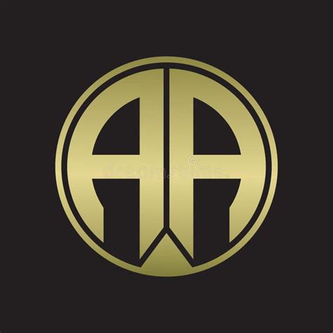 aa logo monogram circle with piece ribbon style on gold colors stock vector illustration of