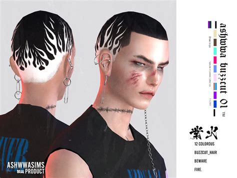 Sims 4 Ashwwafire Buzzcut 12 Color Unisex The Sims Game