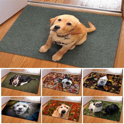 Km Kf Funny Pet Dog Print Door Mat Outdoor Indoor Front Flannel
