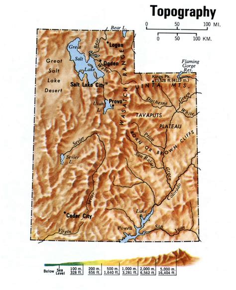 Utah Topographic Mapfree Large Topographical Map Of Utah Topo