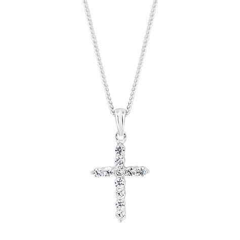 simply silver sterling silver 925 cubic zirconia cross pendant necklace jewellery from jon