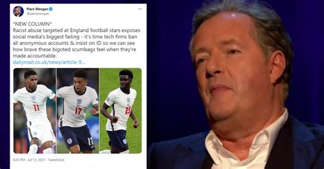 England Players Racist Abuse Piers Morgan Demands We Scrap Anonymous