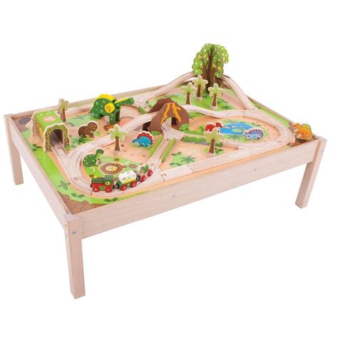 Hape e3766 70 piece railway train table and set toy with battery powered locomotive with removable playmat surface and storage for kids 3 years and up hape 4.3 out of 5 stars with 12 ratings Dinosaur Train Set and Table - Toy Sense