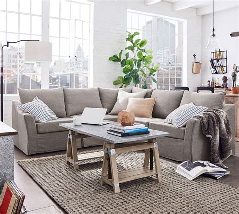Shop pottery barn's selection of sofas and couches. SoMa Brady Slope Arm Slipcovered 5-Piece L-Shaped ...