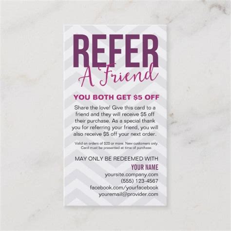 Refer A Friend Referral Card Business Cards Zazzle Friend Referral