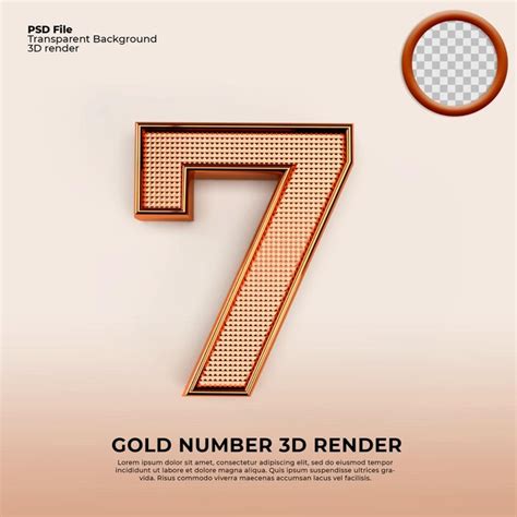 Premium Psd 3d Numbers 7 Gold Luxury