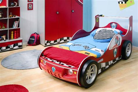You can also fill it with wheels like this one. race car themed boys room in blue and red with storage ...