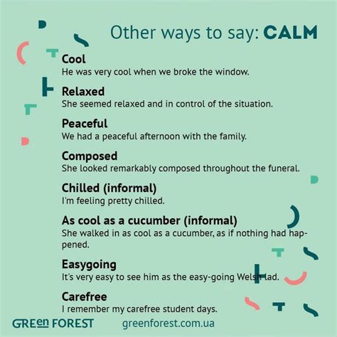 Other Ways To Say Calm Conversational English English Grammar